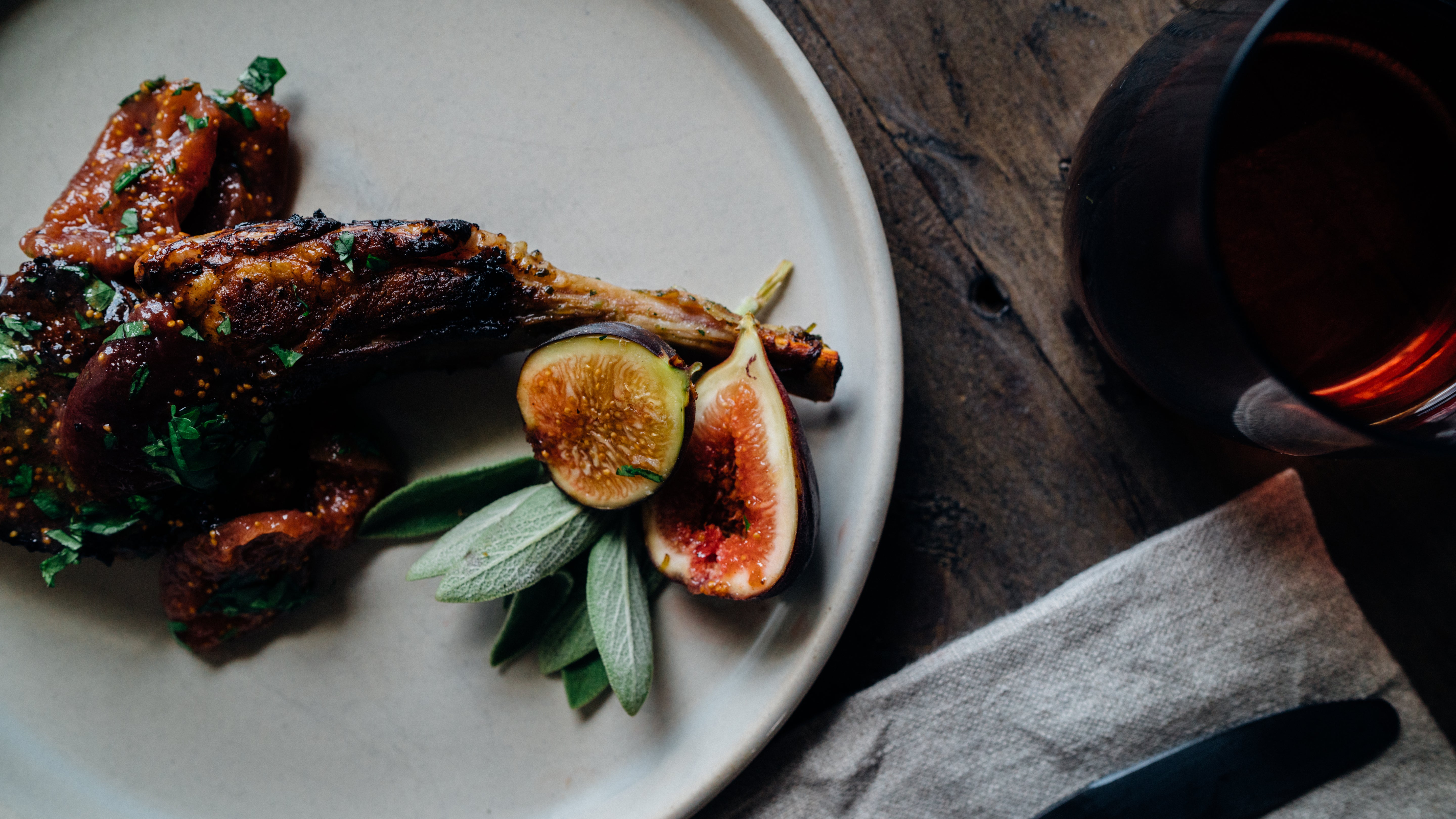 Brown Butter Fig Compote over Lamb Chops