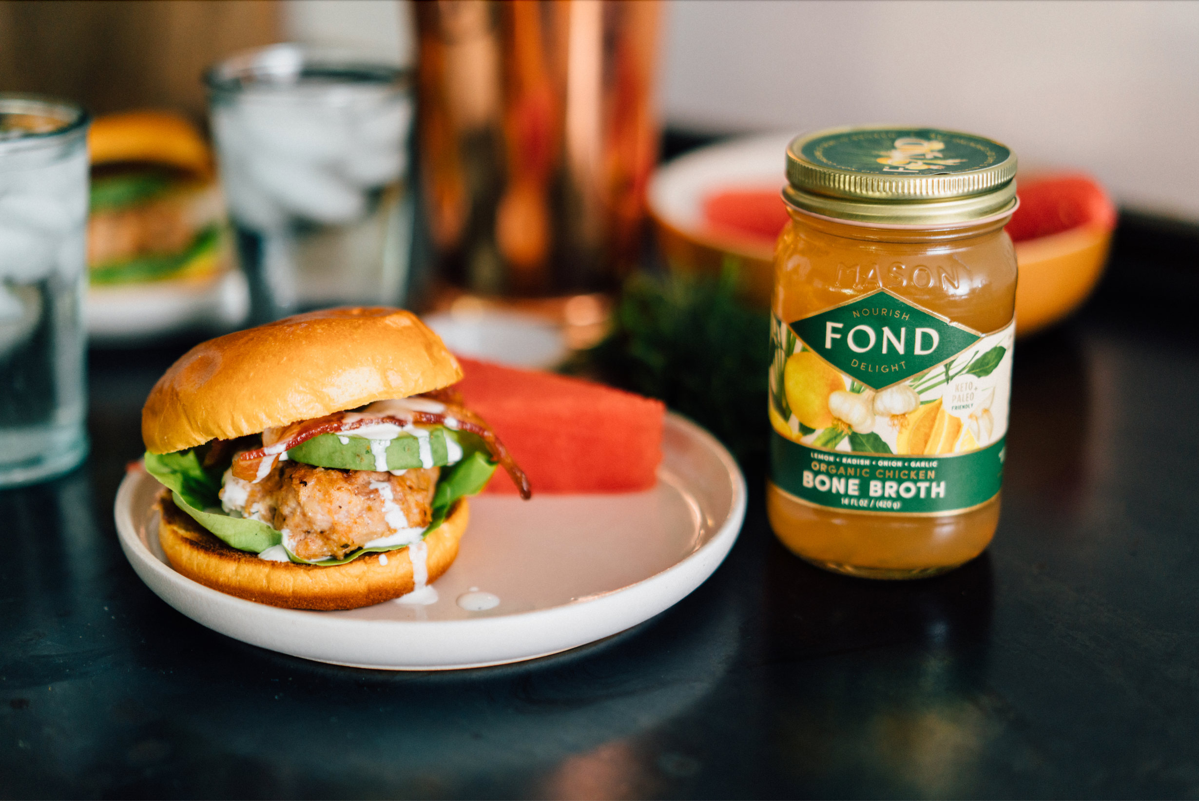 Force of Nature Ancestral Chicken Burgers with FOND Bone Broth Ranch