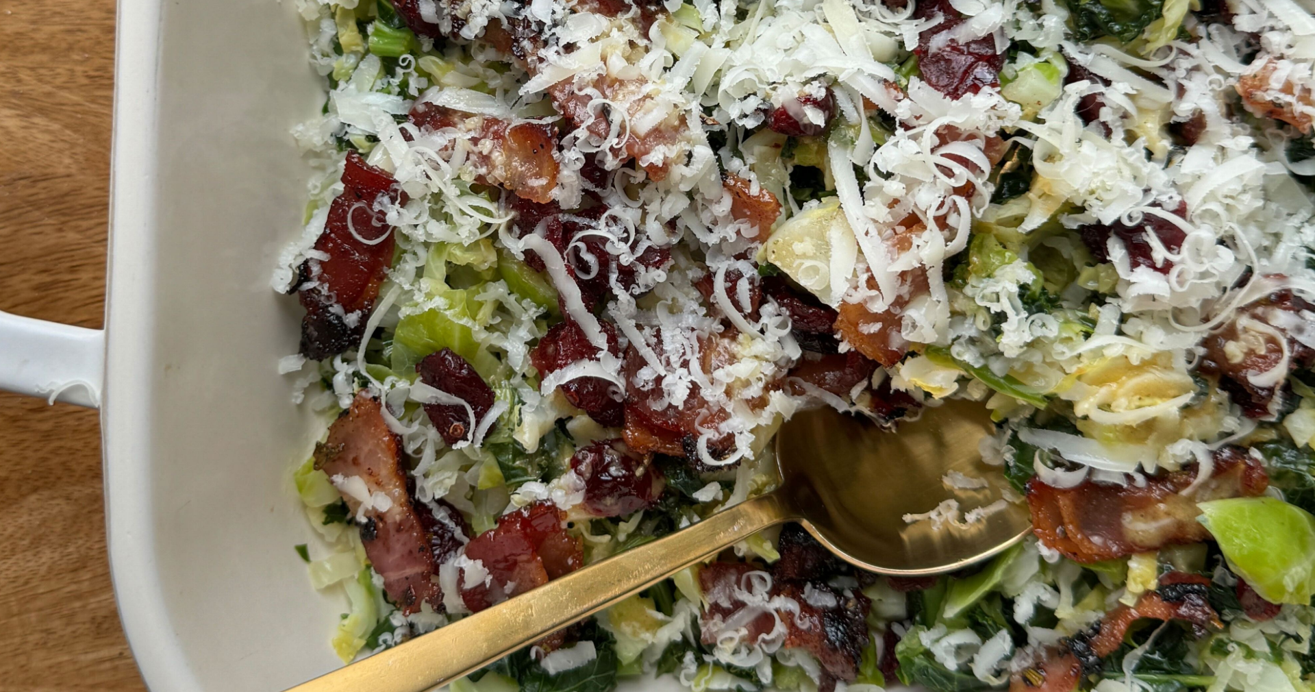 Roasted Brussels Sprout and Kale Salad with Candied Bacon