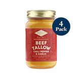 Regenerative Beef Tallow - Chili & Garlic - 4 Jars