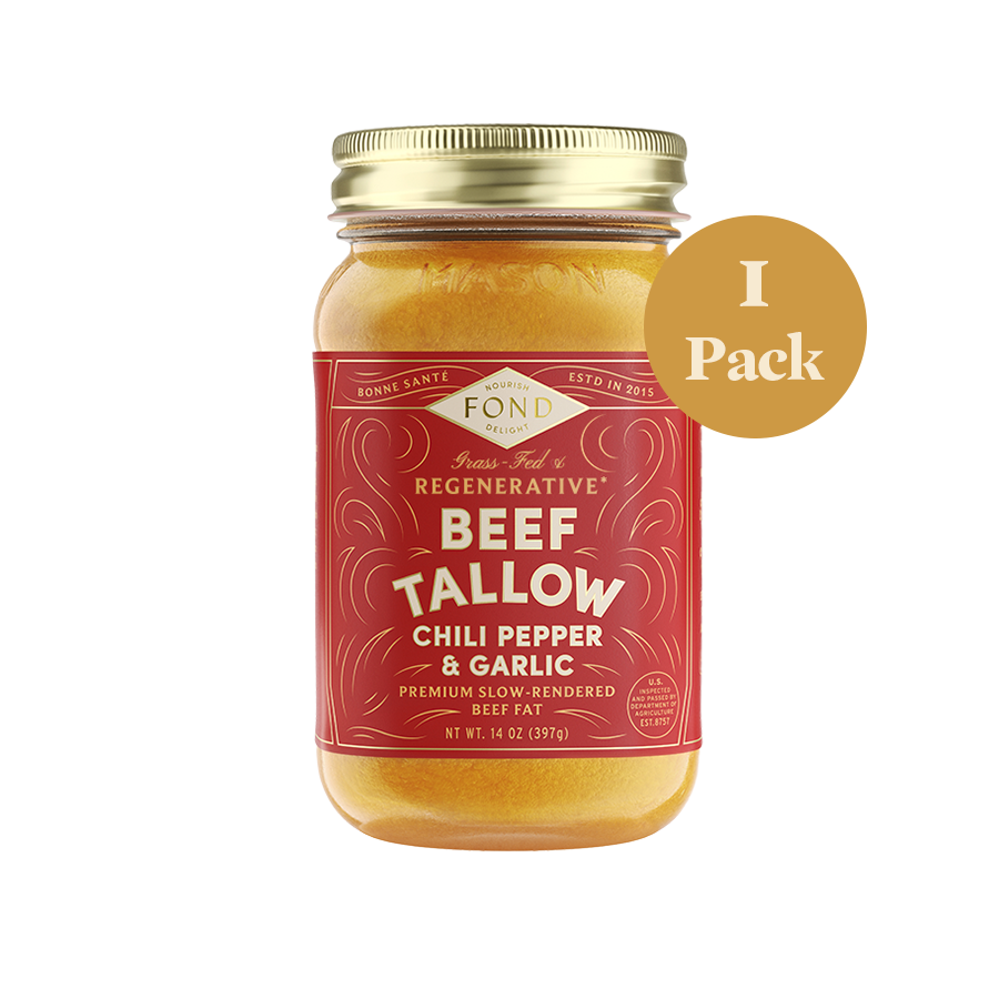 Regenerative Beef Tallow - Chili & Garlic - 1 Jar