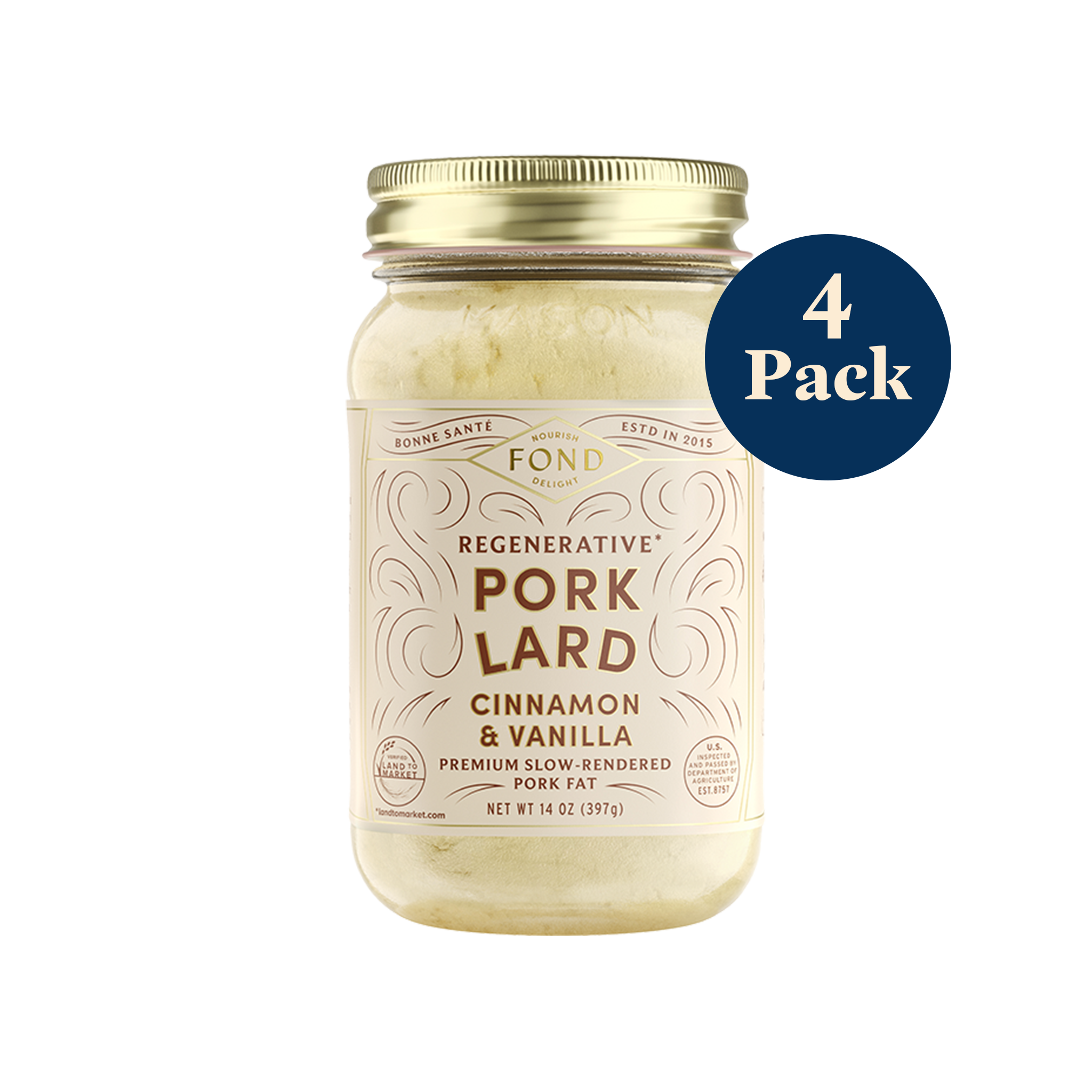 Regenerative Pork Lard - Cinnamon & Vanilla - 4 Jars