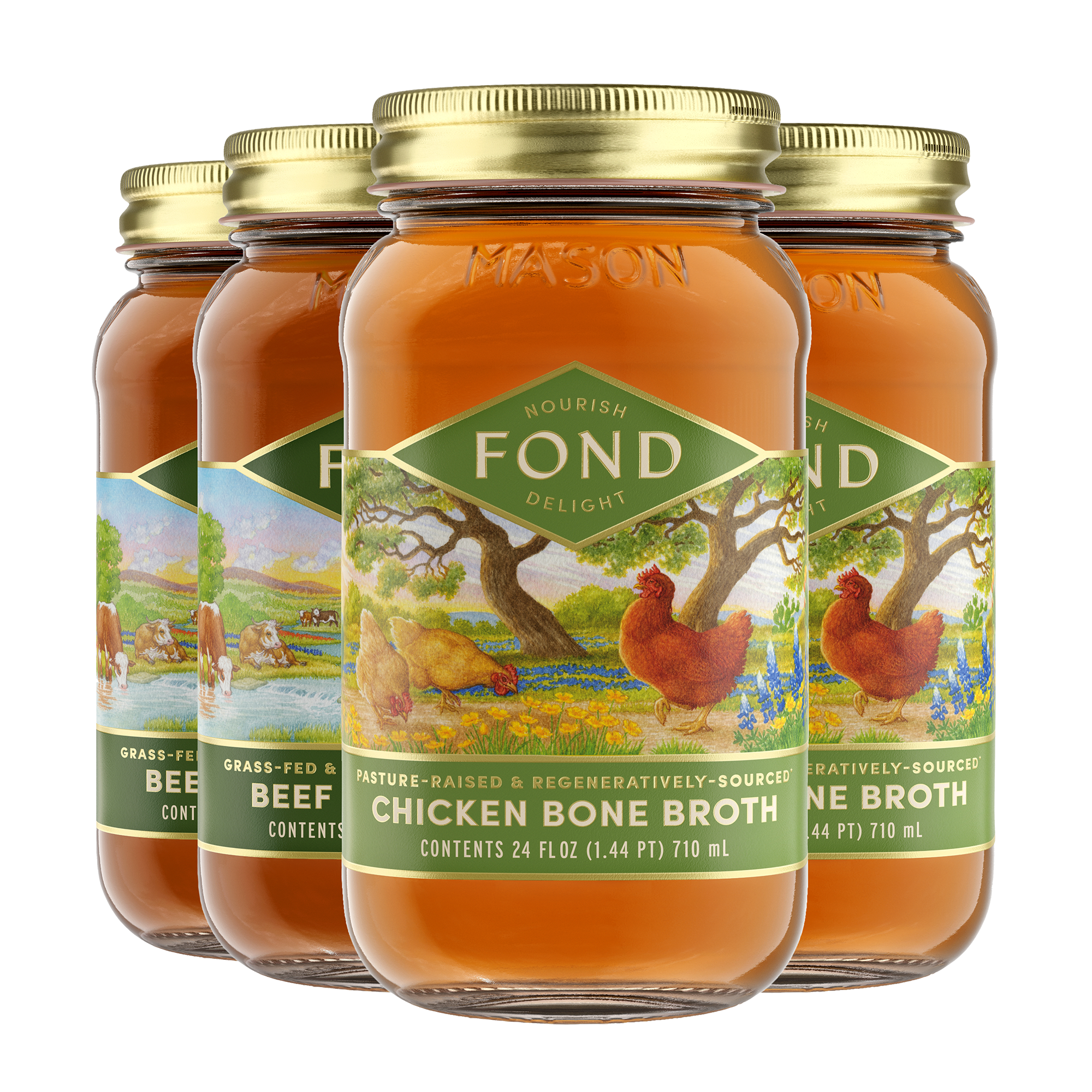 Regenerative Beef and Chicken Bone Broth - 4 Jars
