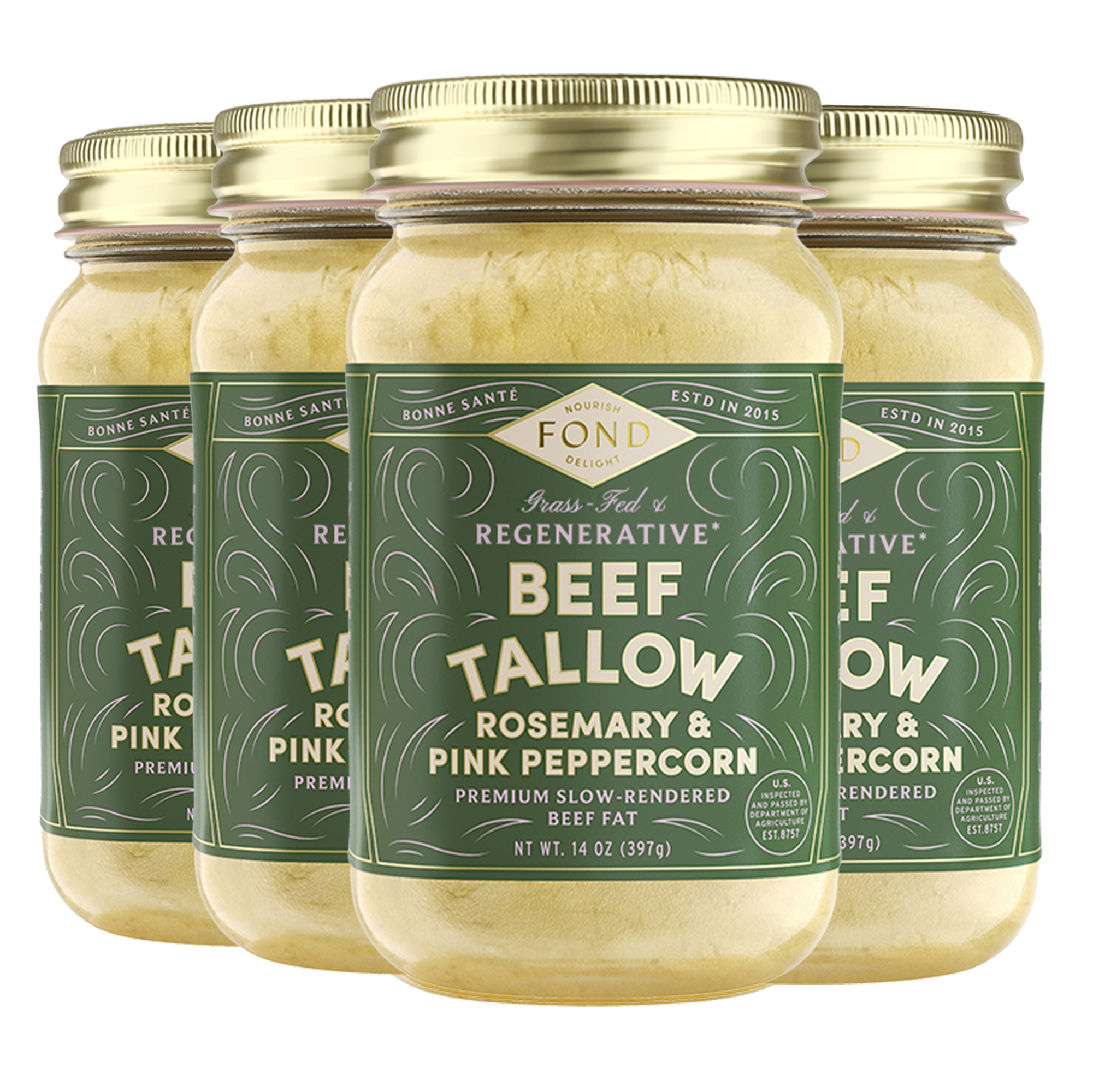 Regenerative Beef Tallow - Rosemary & Pink Peppercorn - 4 Jars