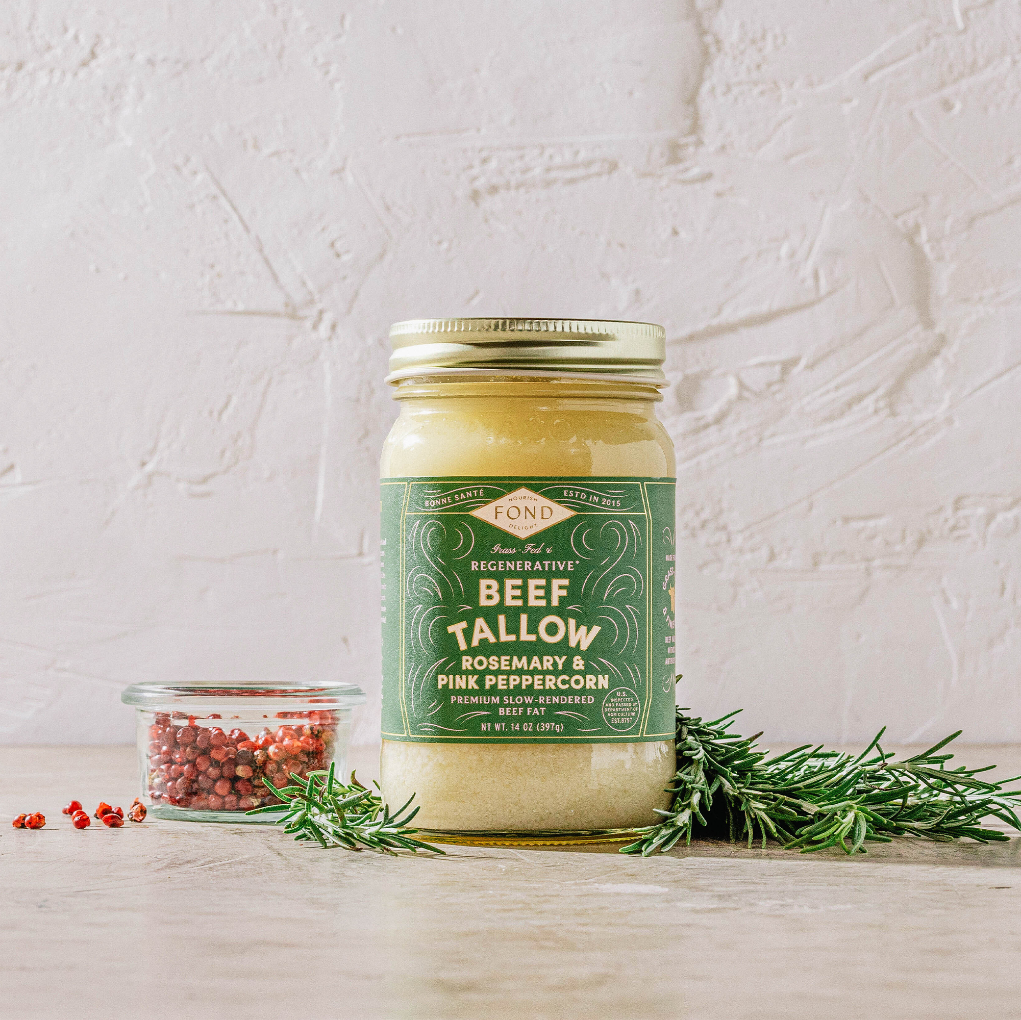 Regenerative Beef Tallow - Rosemary & Pink Peppercorn - 4 Jars