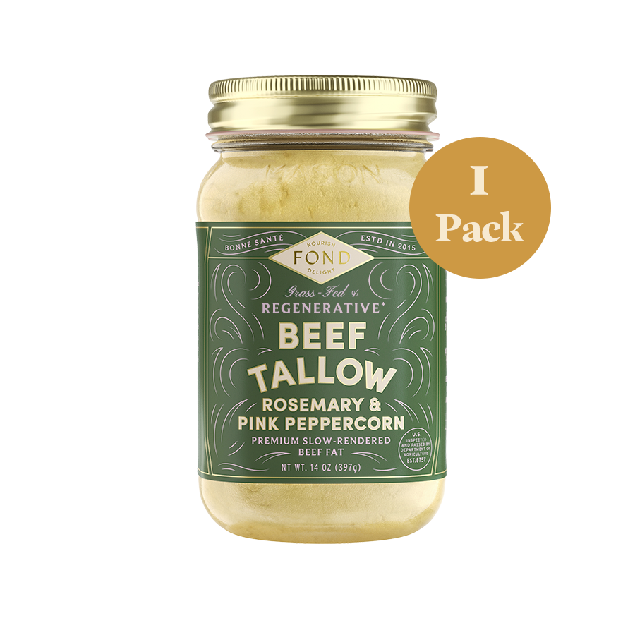 Regenerative Beef Tallow - Rosemary & Pink Peppercorn - 1 Jar