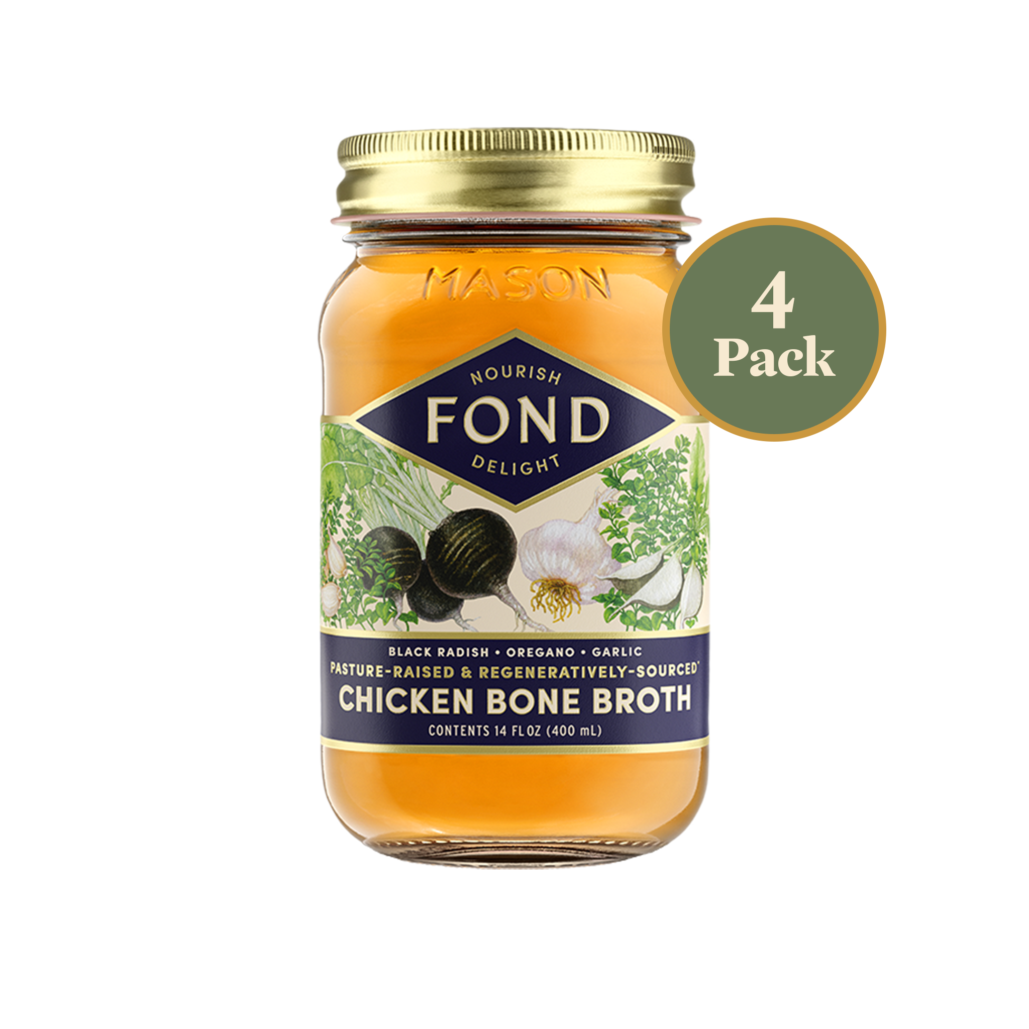 Chicken Bone Broth Infused with Organic Herbs, Spices, and Vegetables