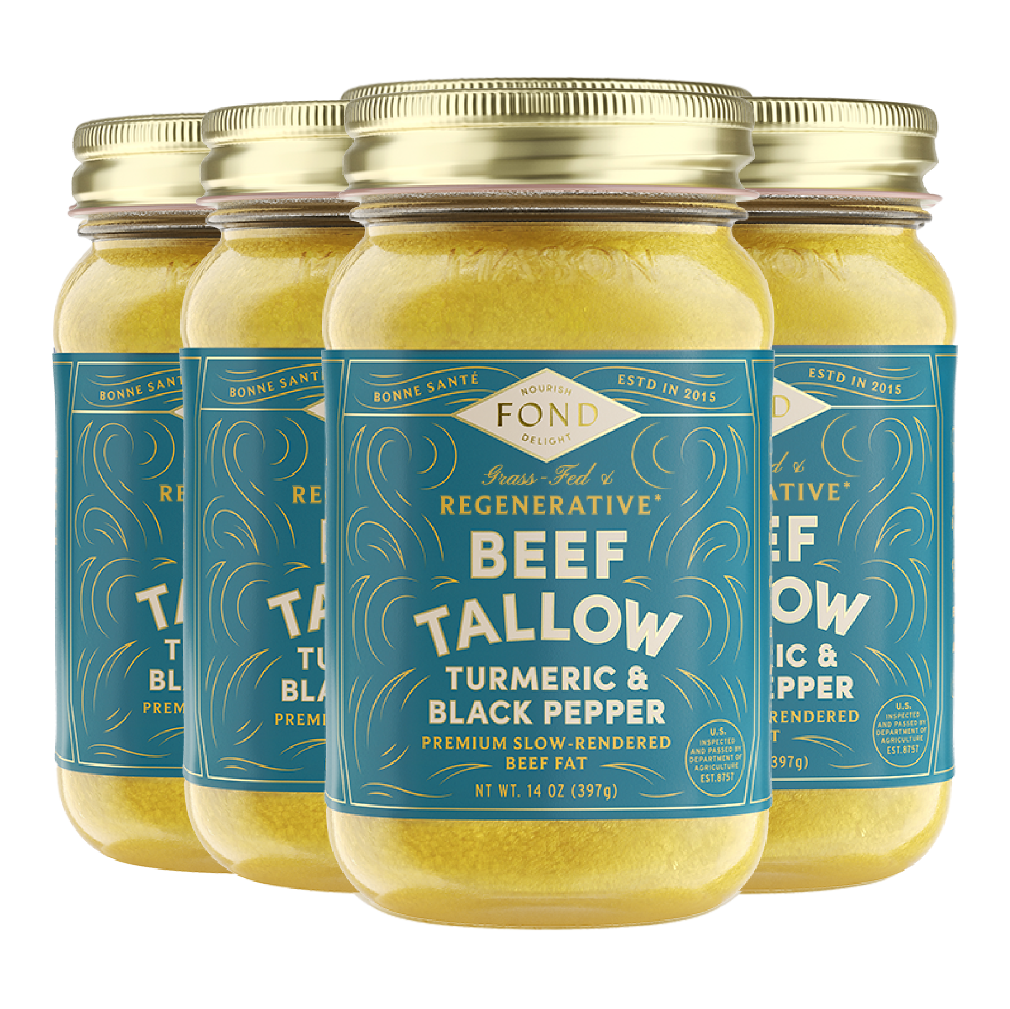 Regenerative Beef Tallow - Turmeric & Black Pepper - 4 Jars